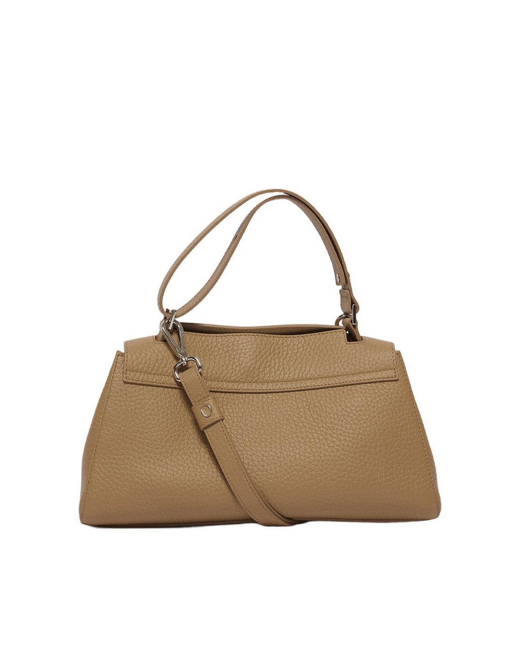 Orciani Trapezoidal Sveva Longuette Pebbled Handbag Bruin