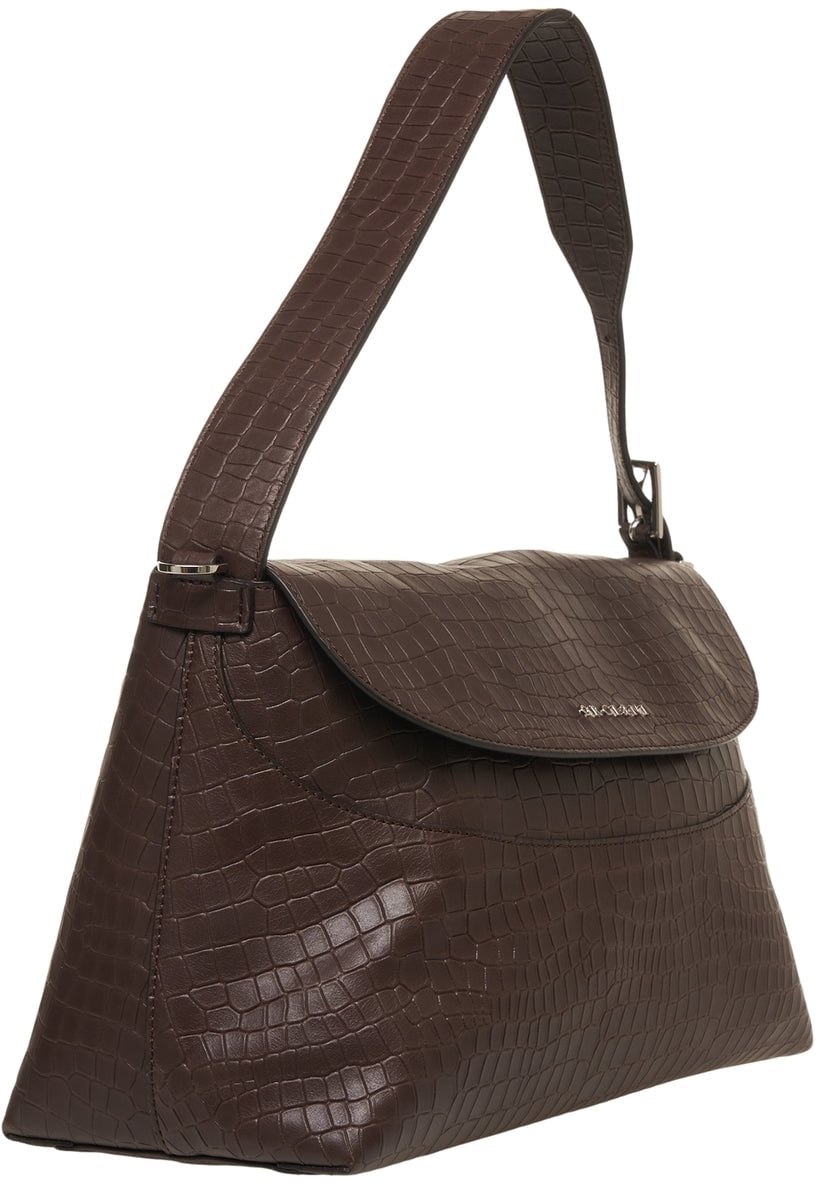 Orciani Leather shoulder bag in croco look Bruin