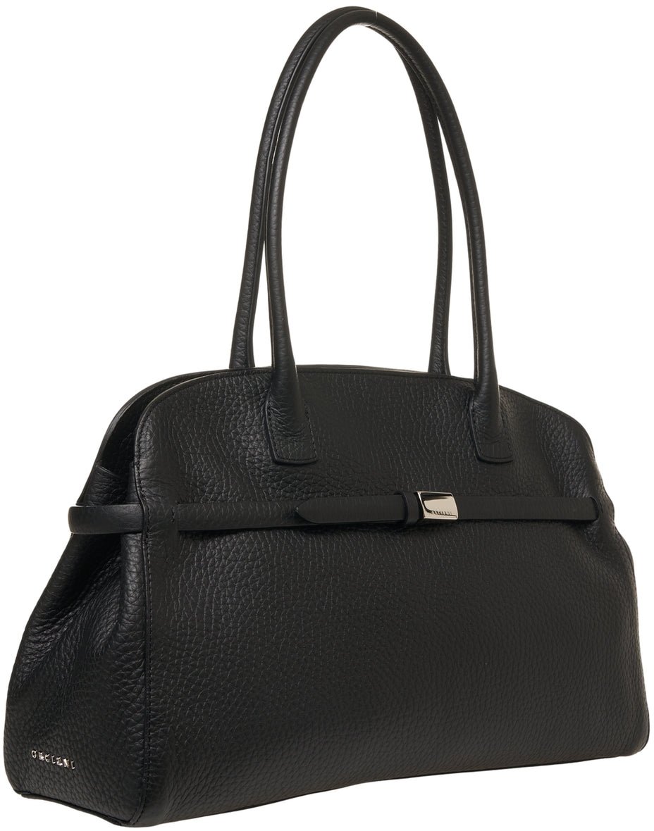 Orciani Grained leather handbag Zwart
