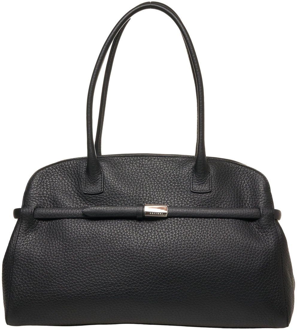 Orciani Grained leather handbag Zwart
