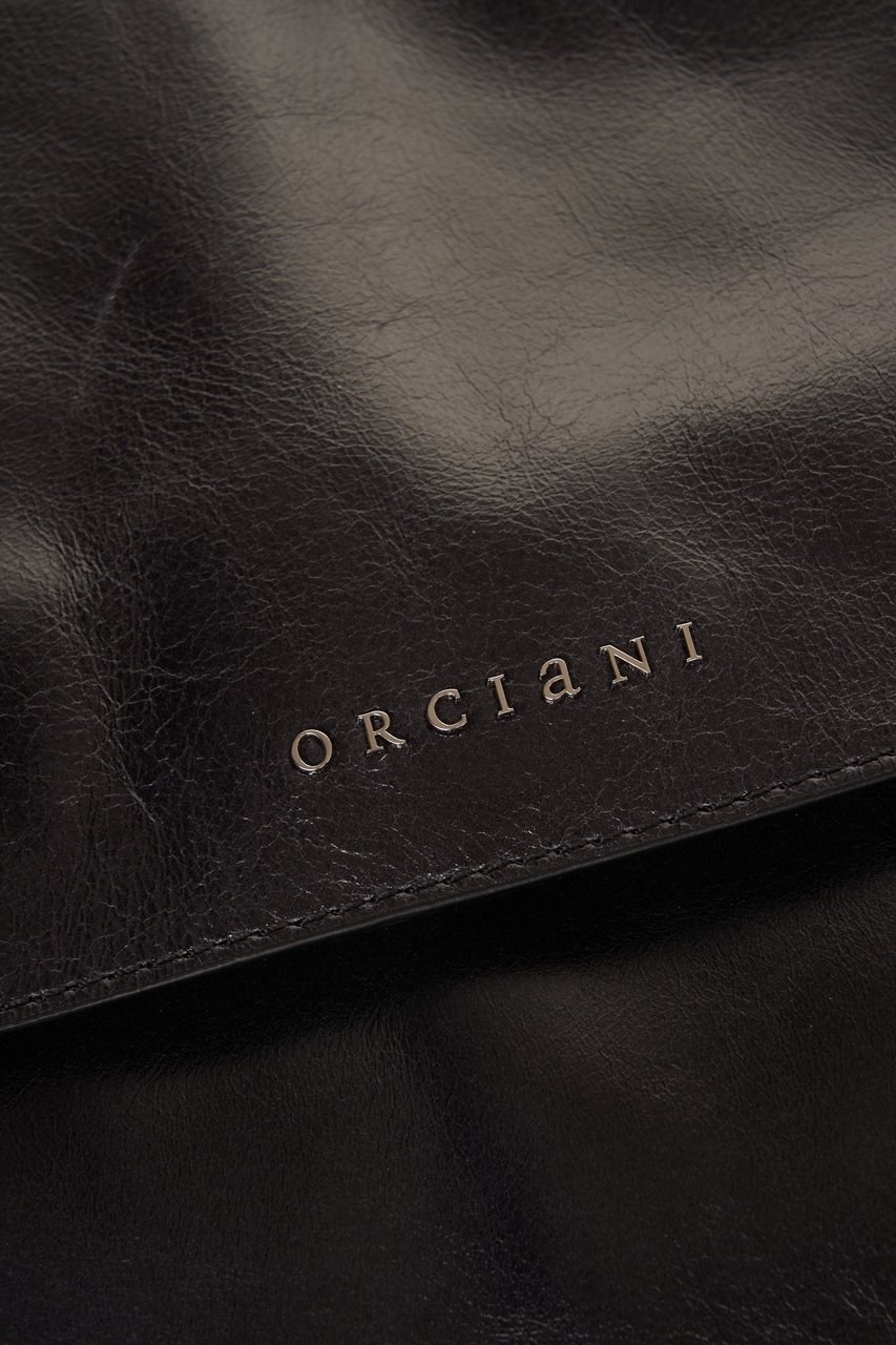 Orciani Smooth leather shoulder bag Zwart