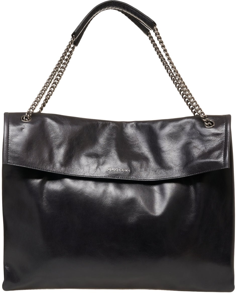 Orciani Smooth leather shoulder bag Zwart