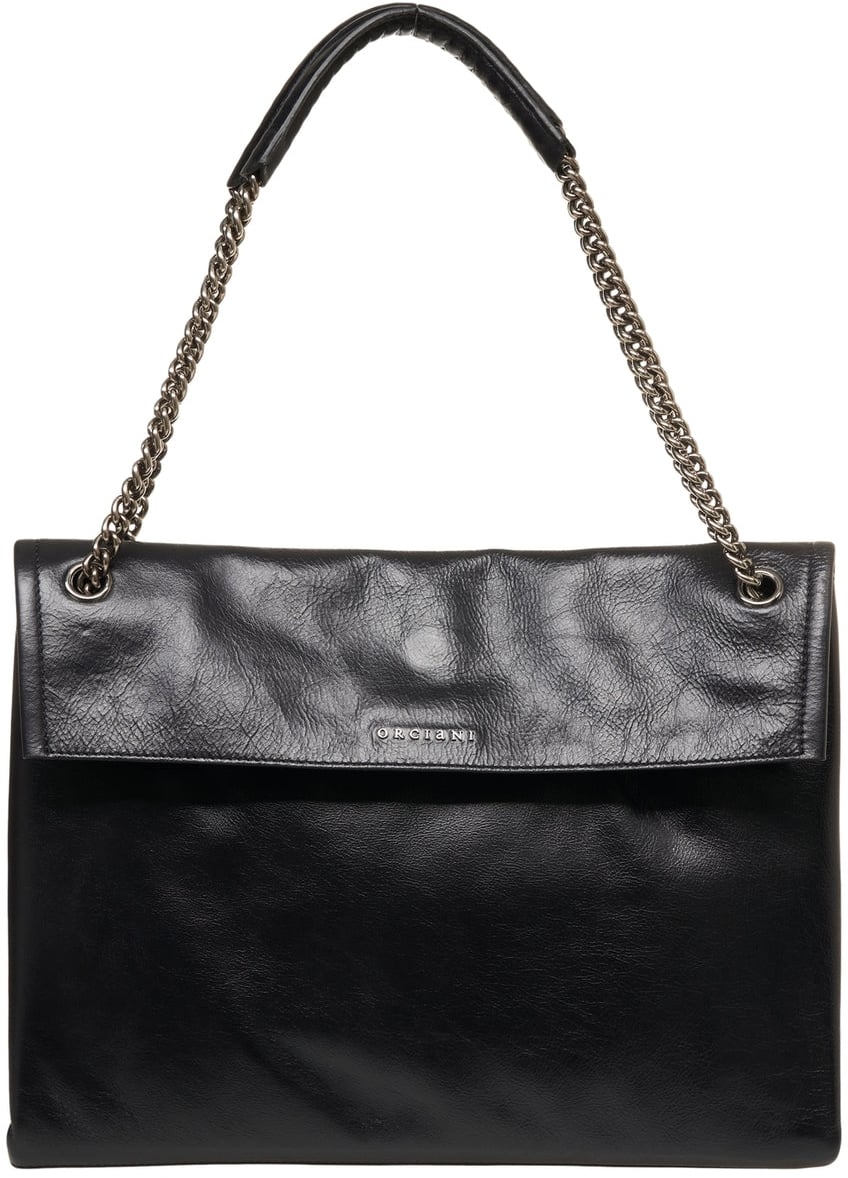 Orciani Smooth leather shoulder bag Zwart