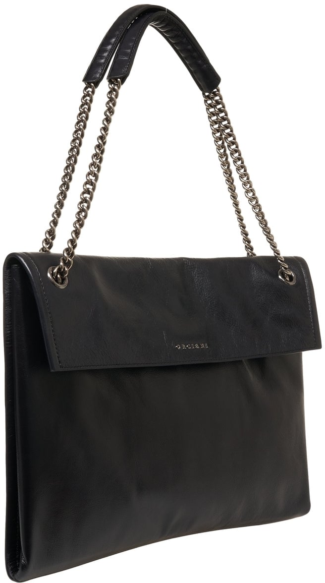 Orciani Smooth leather shoulder bag Zwart