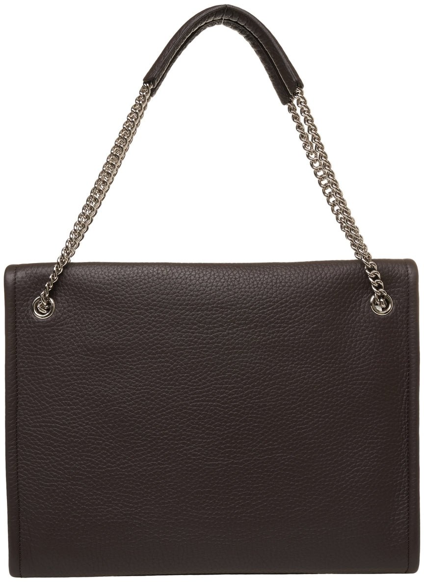 Orciani Grained leather shoulder bag Bruin