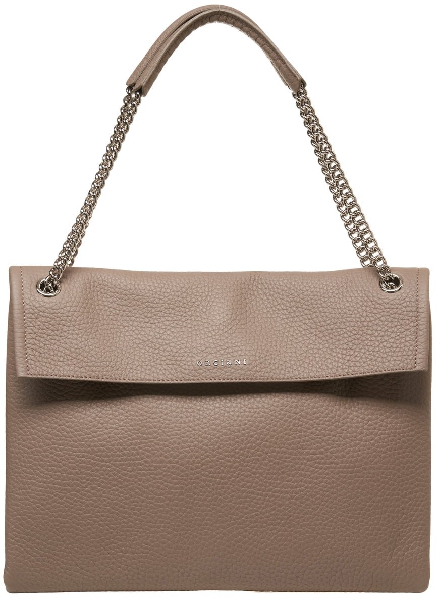 Orciani Grained leather shoulder bag Beige