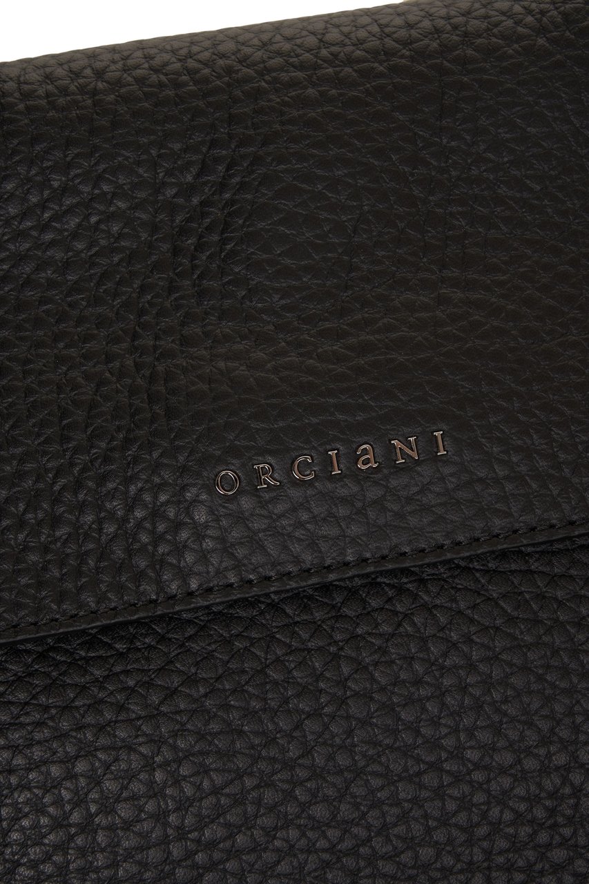 Orciani Grained leather shoulder bag Zwart