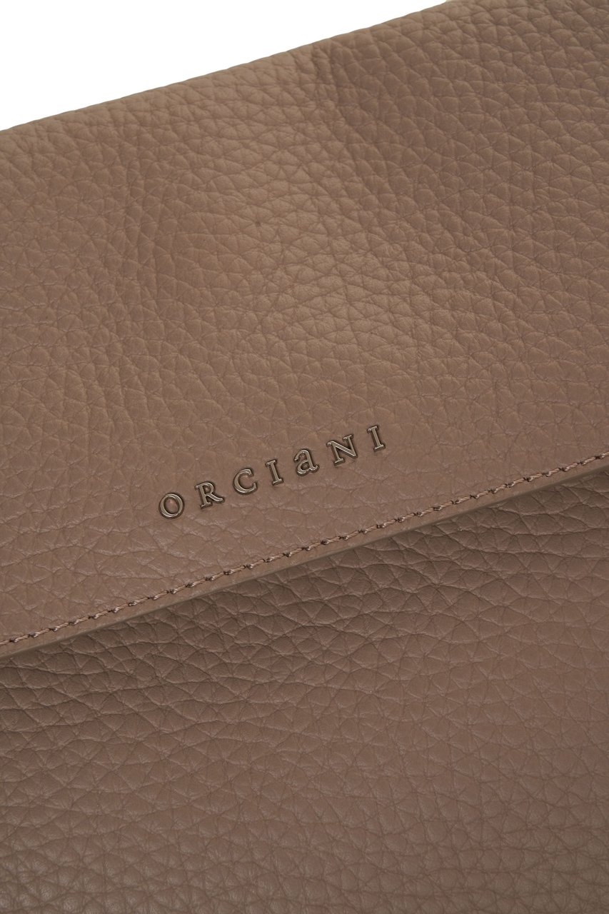 Orciani Grained leather shoulder bag Beige