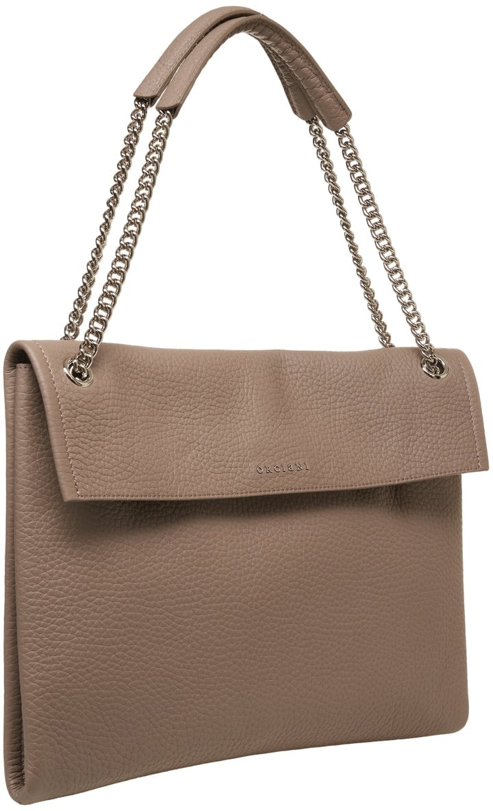 Orciani Grained leather shoulder bag Beige