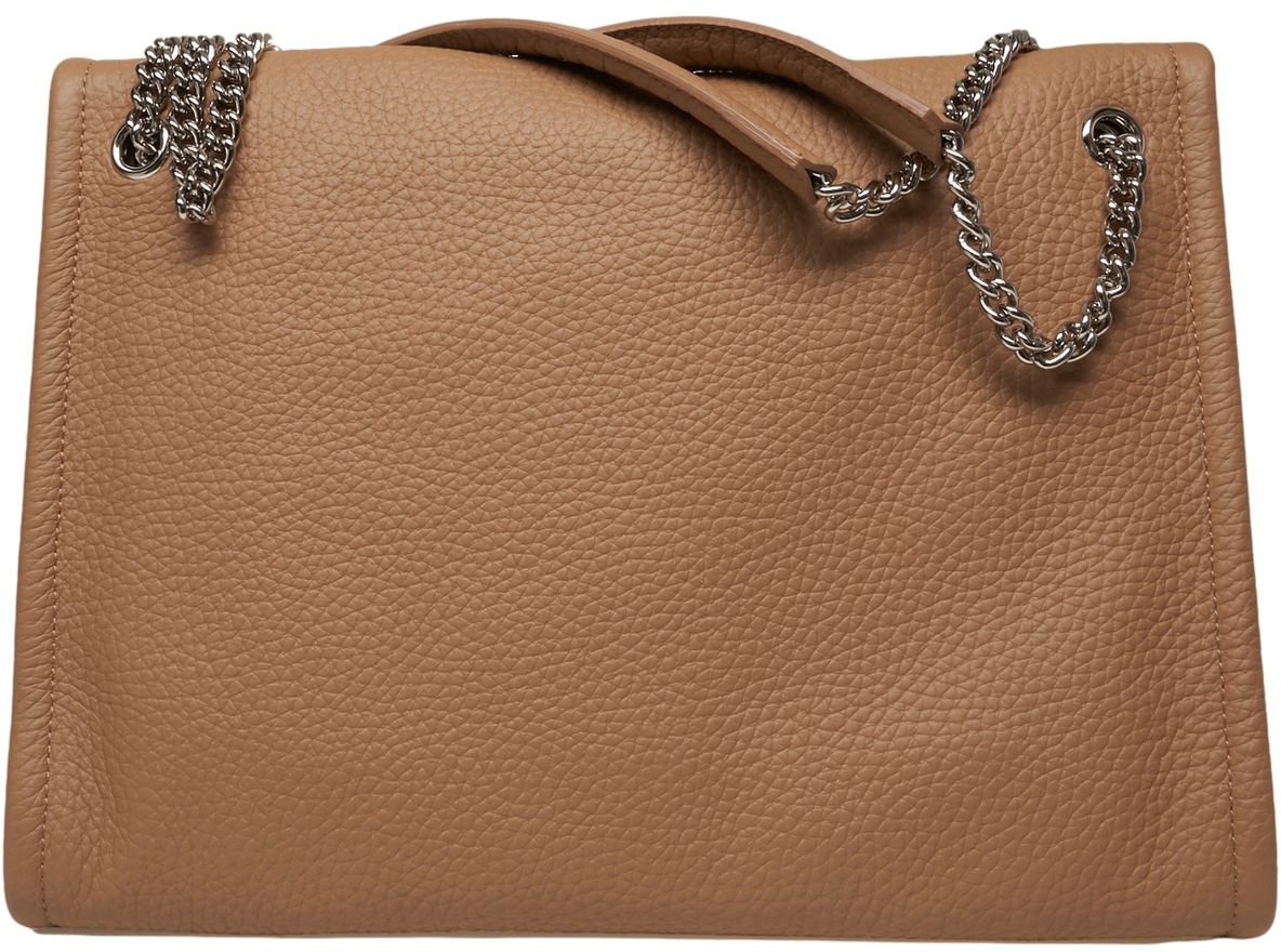Orciani Grained leather shoulder bag Bruin