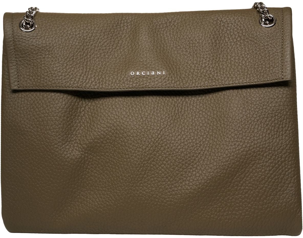 Orciani Grained leather shoulder bag Groen