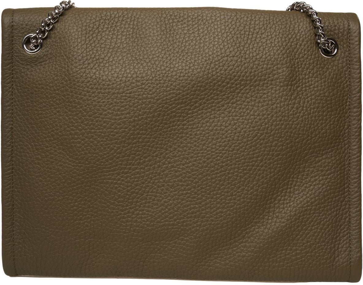 Orciani Grained leather shoulder bag Groen