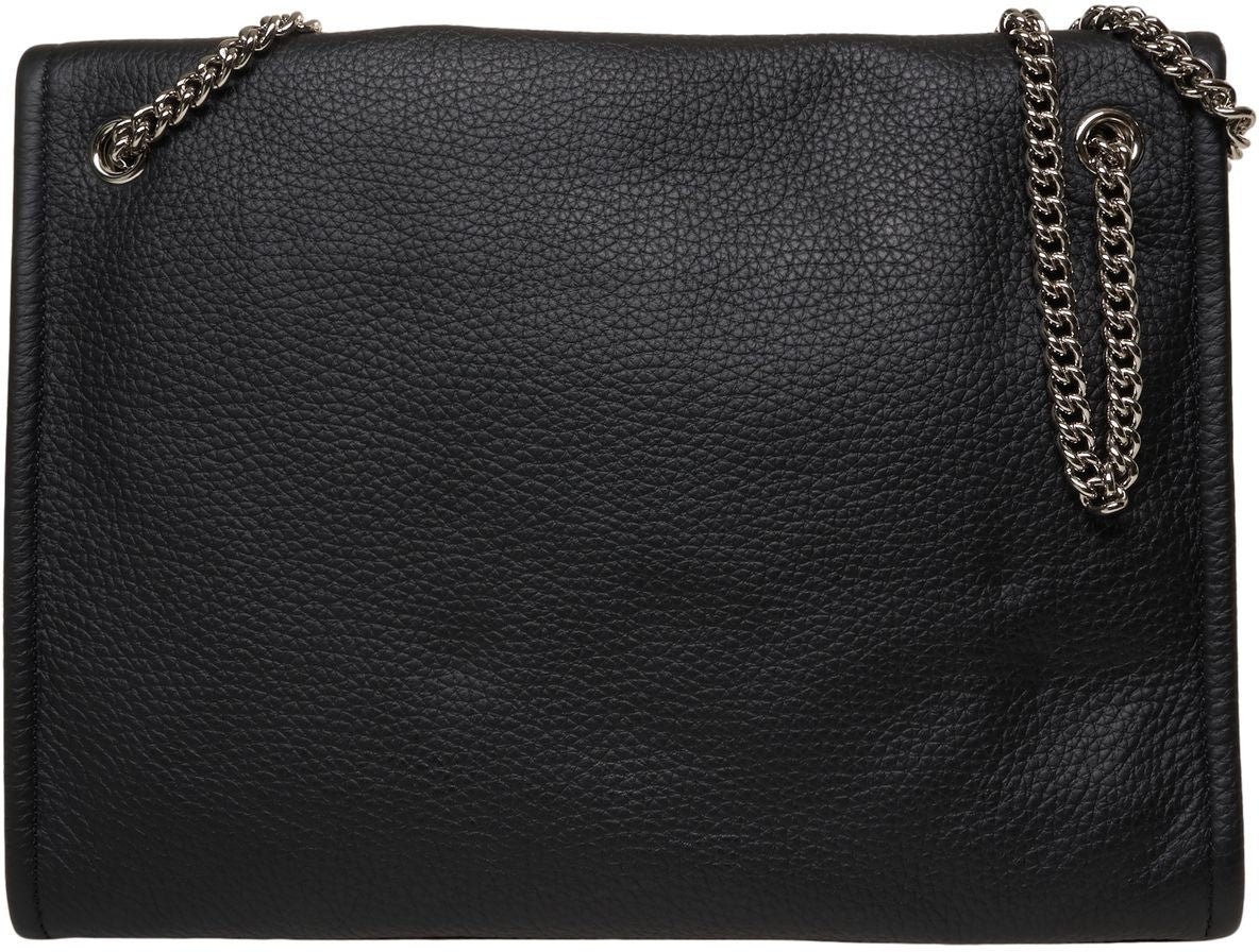 Orciani Grained leather shoulder bag Zwart