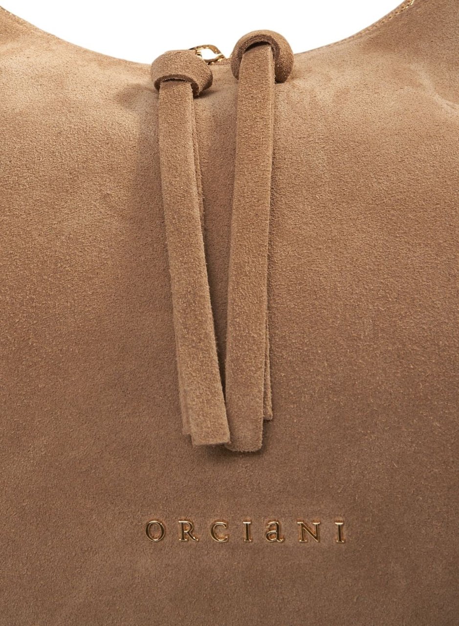Orciani Suede shoulder bag with fringe details Beige
