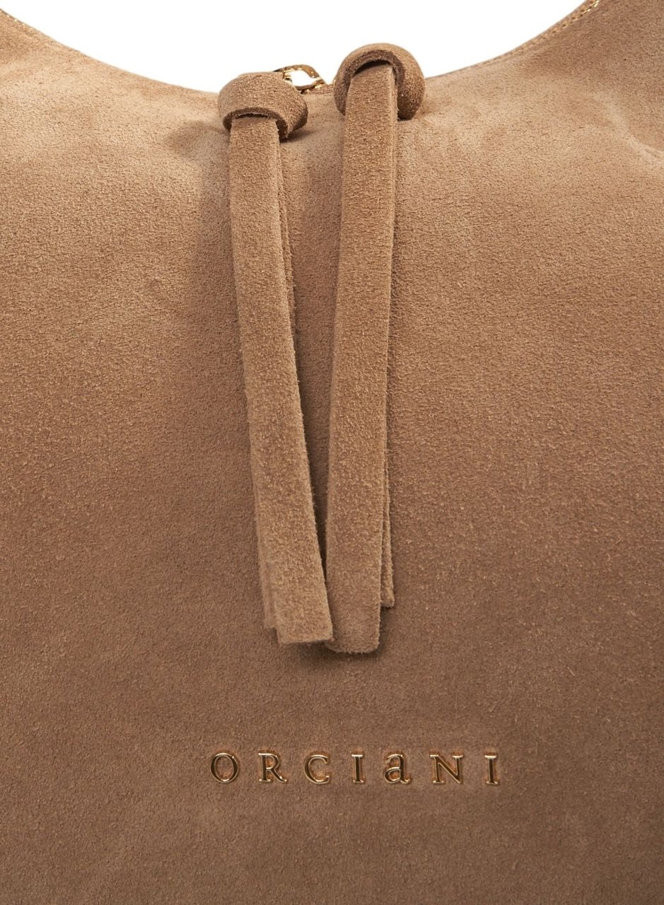 Orciani Suede shoulder bag with fringe details Beige