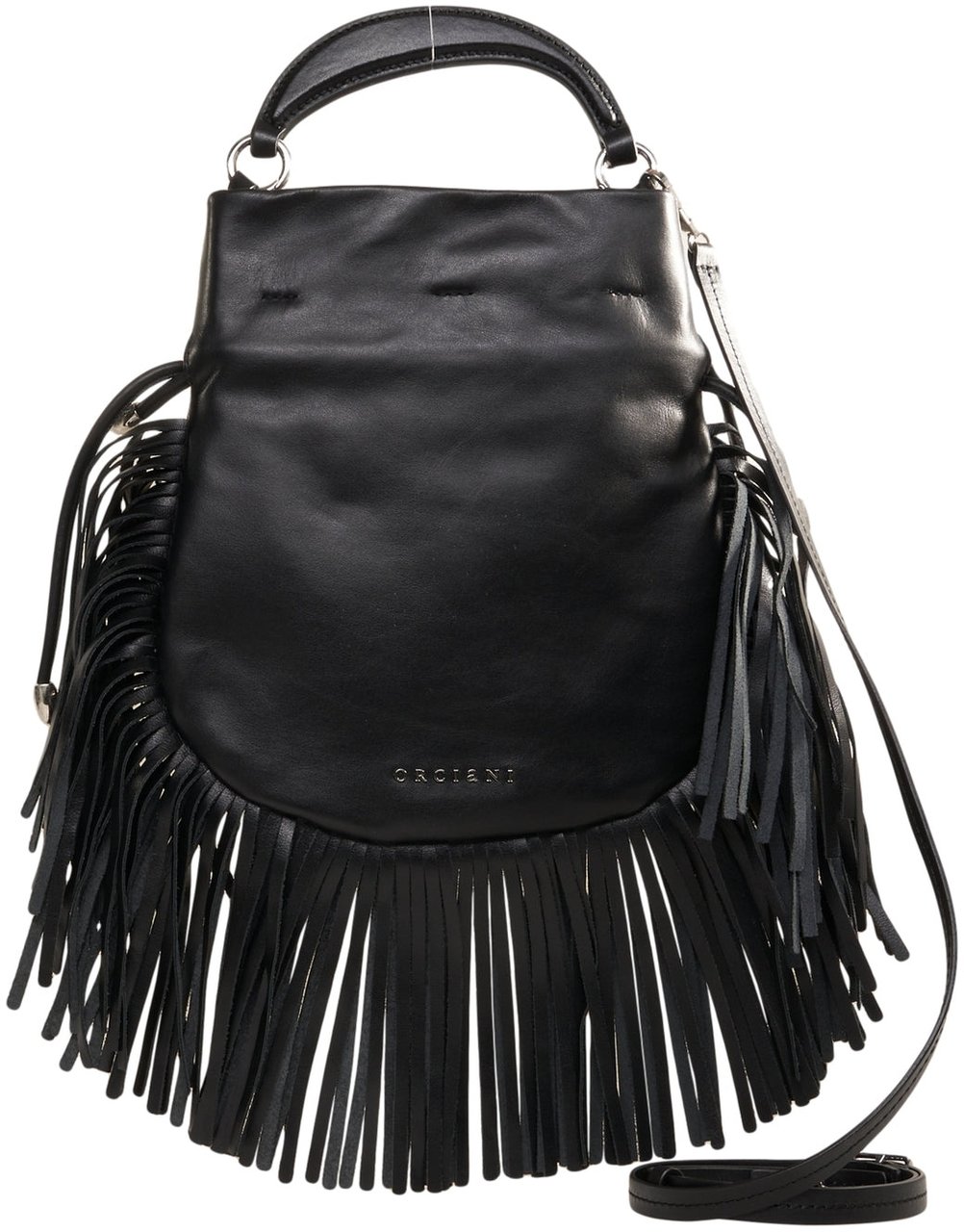 Orciani Handbag with fringe detail 'Juice' Zwart