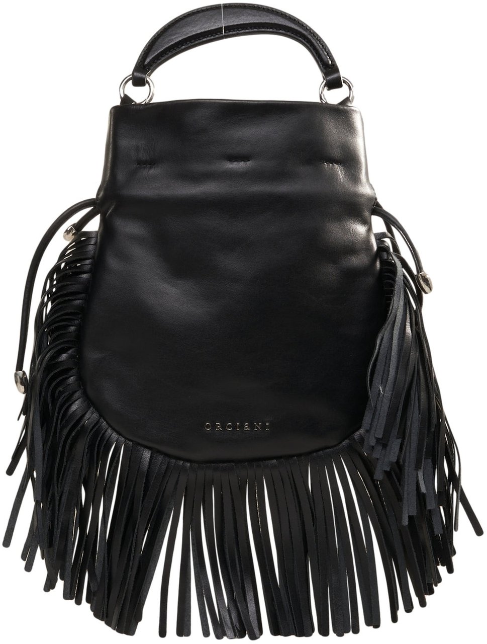 Orciani Handbag with fringe detail 'Juice' Zwart