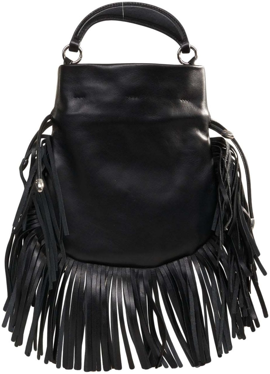 Orciani Handbag with fringe detail 'Juice' Zwart