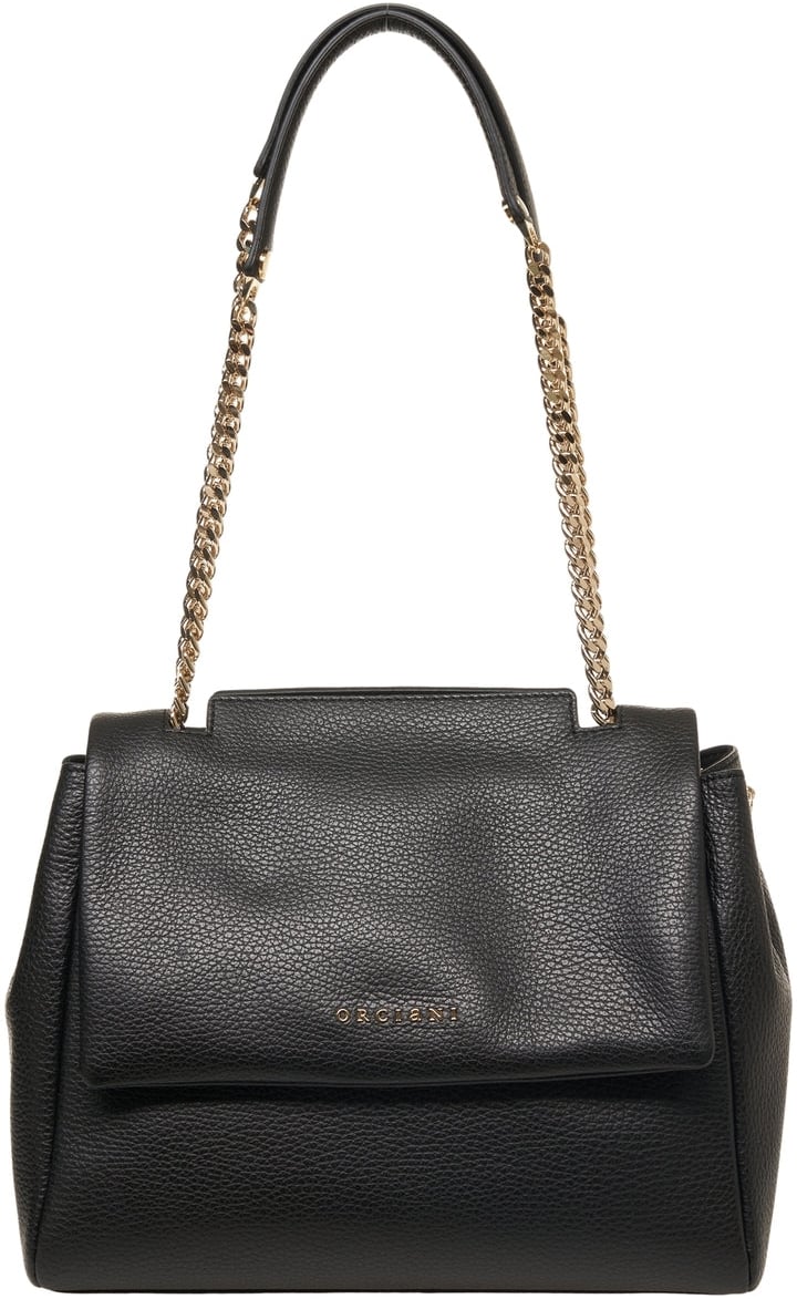 Orciani Grained leather shoulder bag Zwart