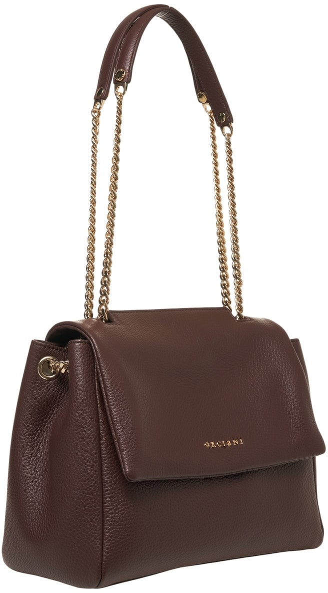 Orciani Grained leather shoulder bag Bruin