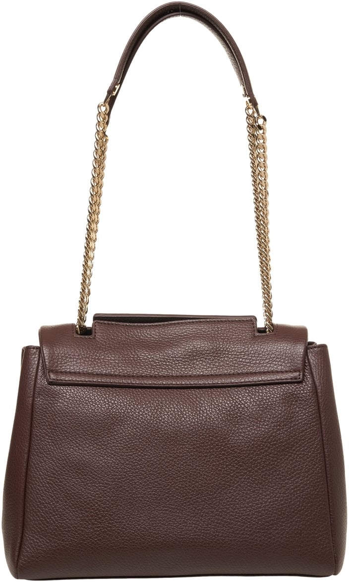 Orciani Grained leather shoulder bag Bruin