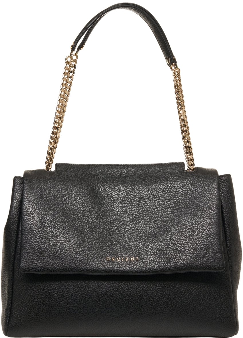Orciani Grained leather shoulder bag Zwart
