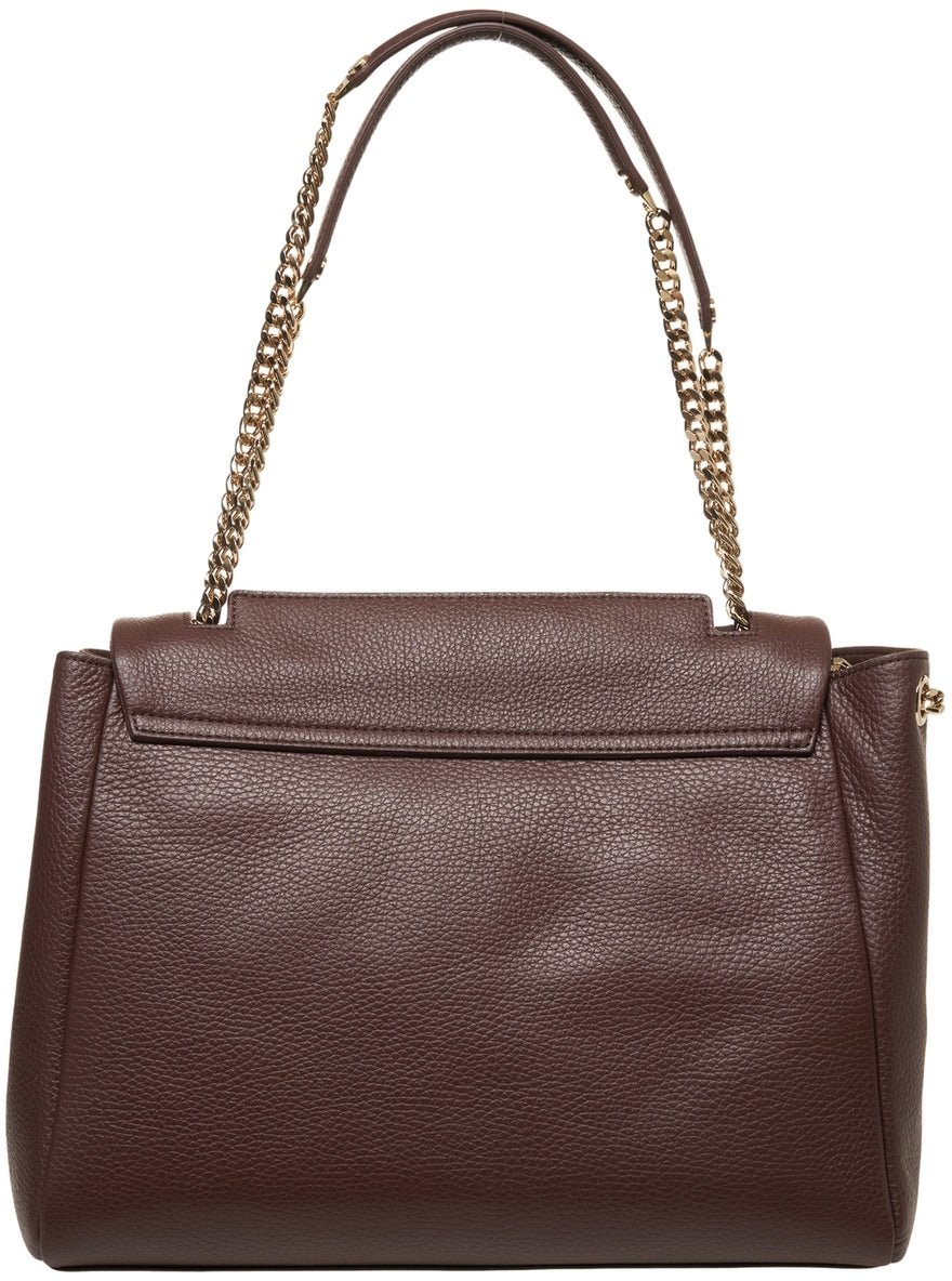 Orciani Grained leather shoulder bag Bruin