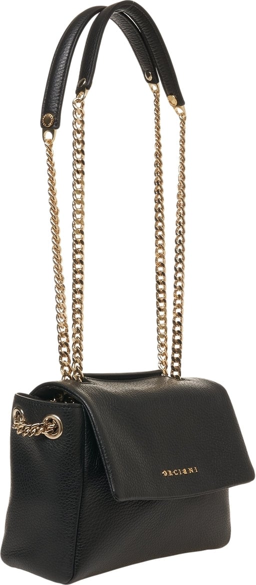 Orciani Grained leather shoulder bag Zwart