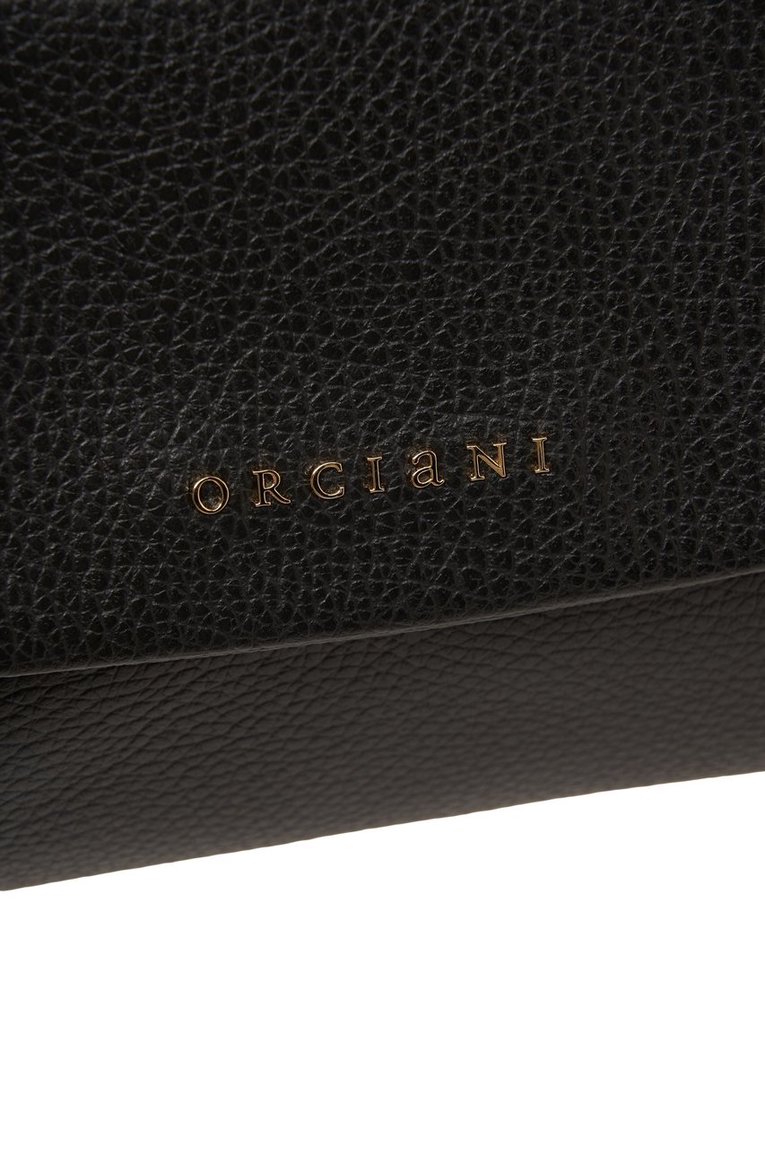 Orciani Grained leather shoulder bag Zwart