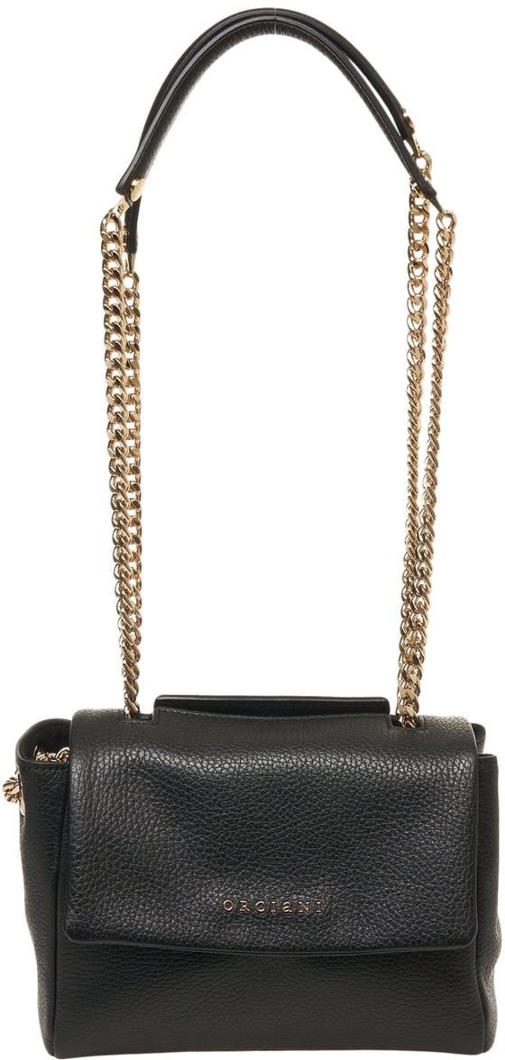 Orciani Grained leather shoulder bag Zwart