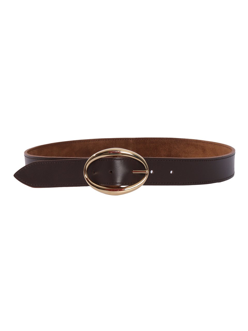 Orciani Suede Calf Gold Buckle Belt Bruin