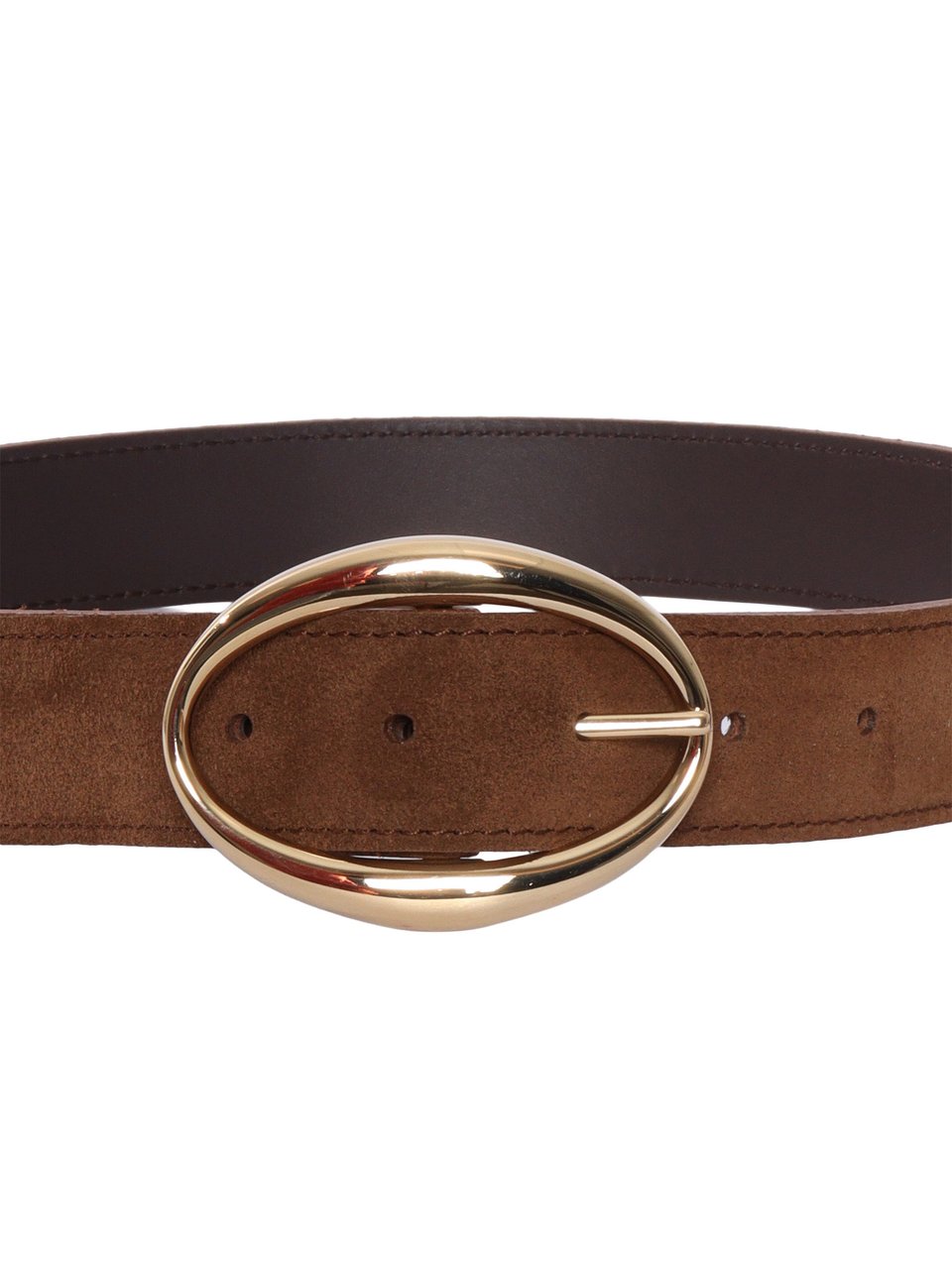 Orciani Suede Calf Gold Buckle Belt Bruin