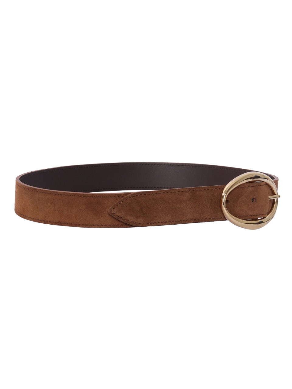Orciani Suede Calf Gold Buckle Belt Bruin