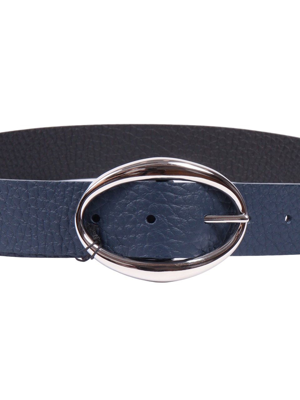 Orciani Calf Leather Belt with Polished Oval Buckle Zwart