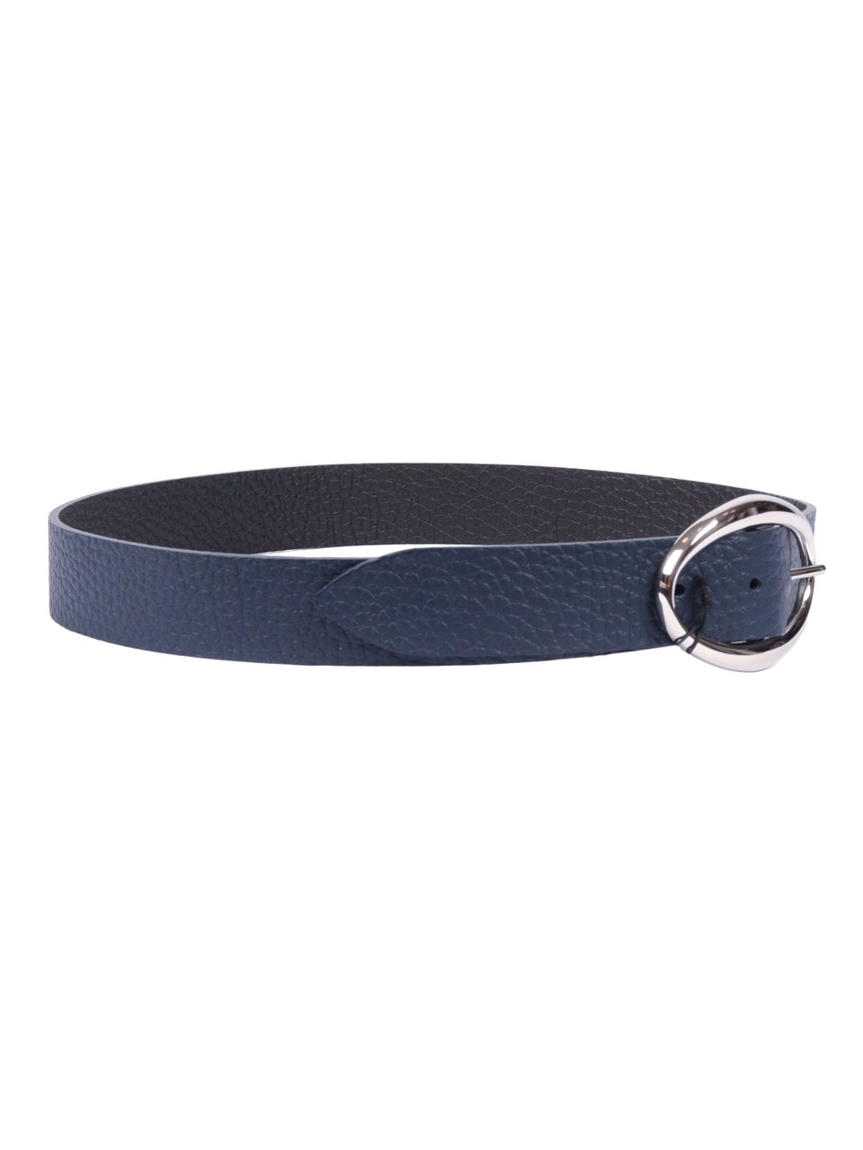 Orciani Calf Leather Belt with Polished Oval Buckle Zwart