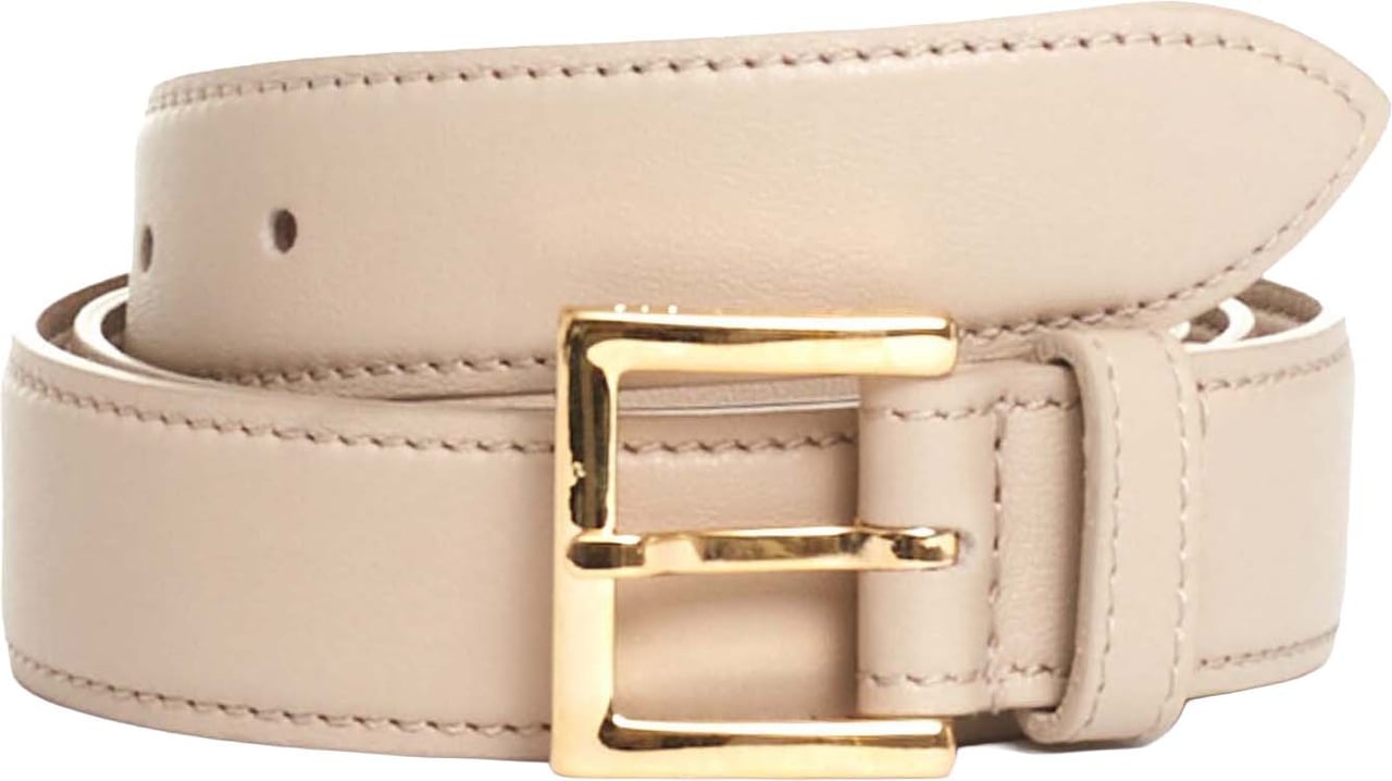 Orciani Cintura Avorio Fibbia Oro Quadrata Beige