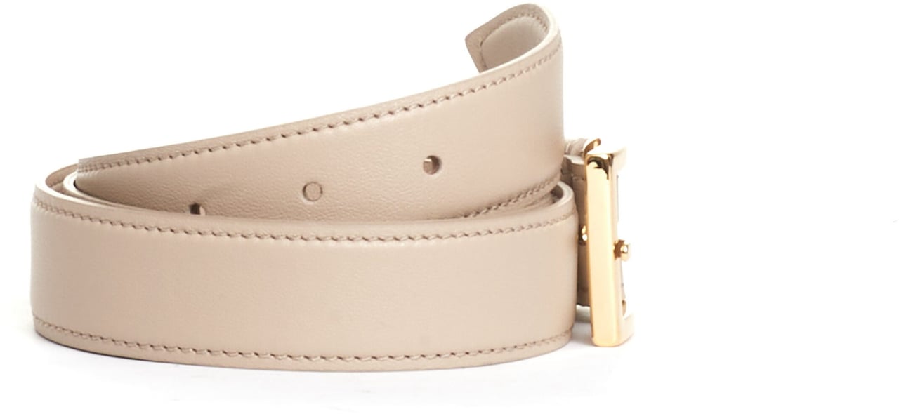 Orciani Cintura Avorio Fibbia Oro Quadrata Beige