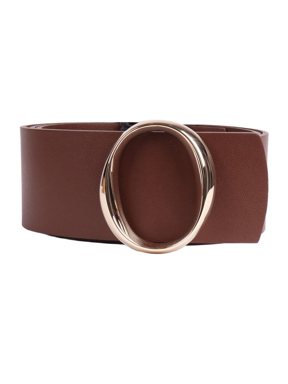 Orciani Wide Brown Circular Buckle Belt Grijs