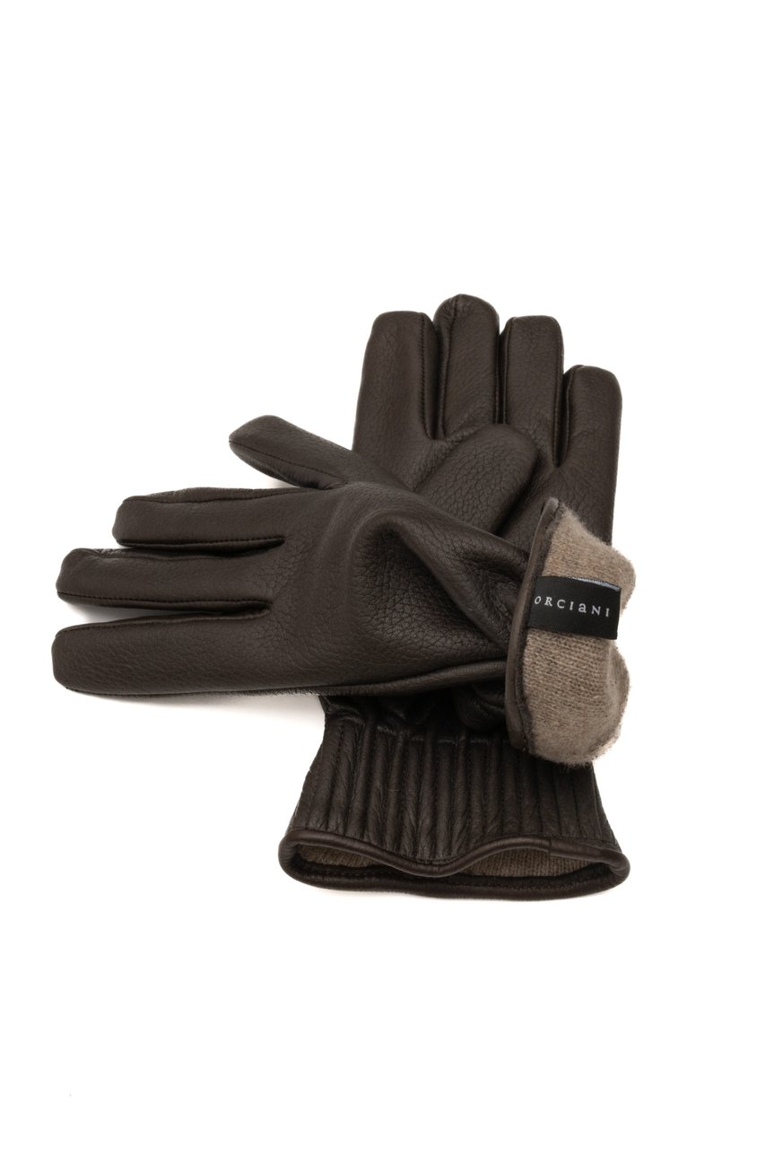 Orciani Hammered Leather Gloves Zwart
