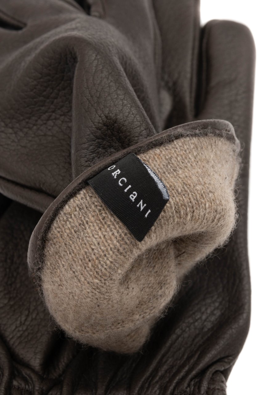 Orciani Hammered Leather Gloves Zwart