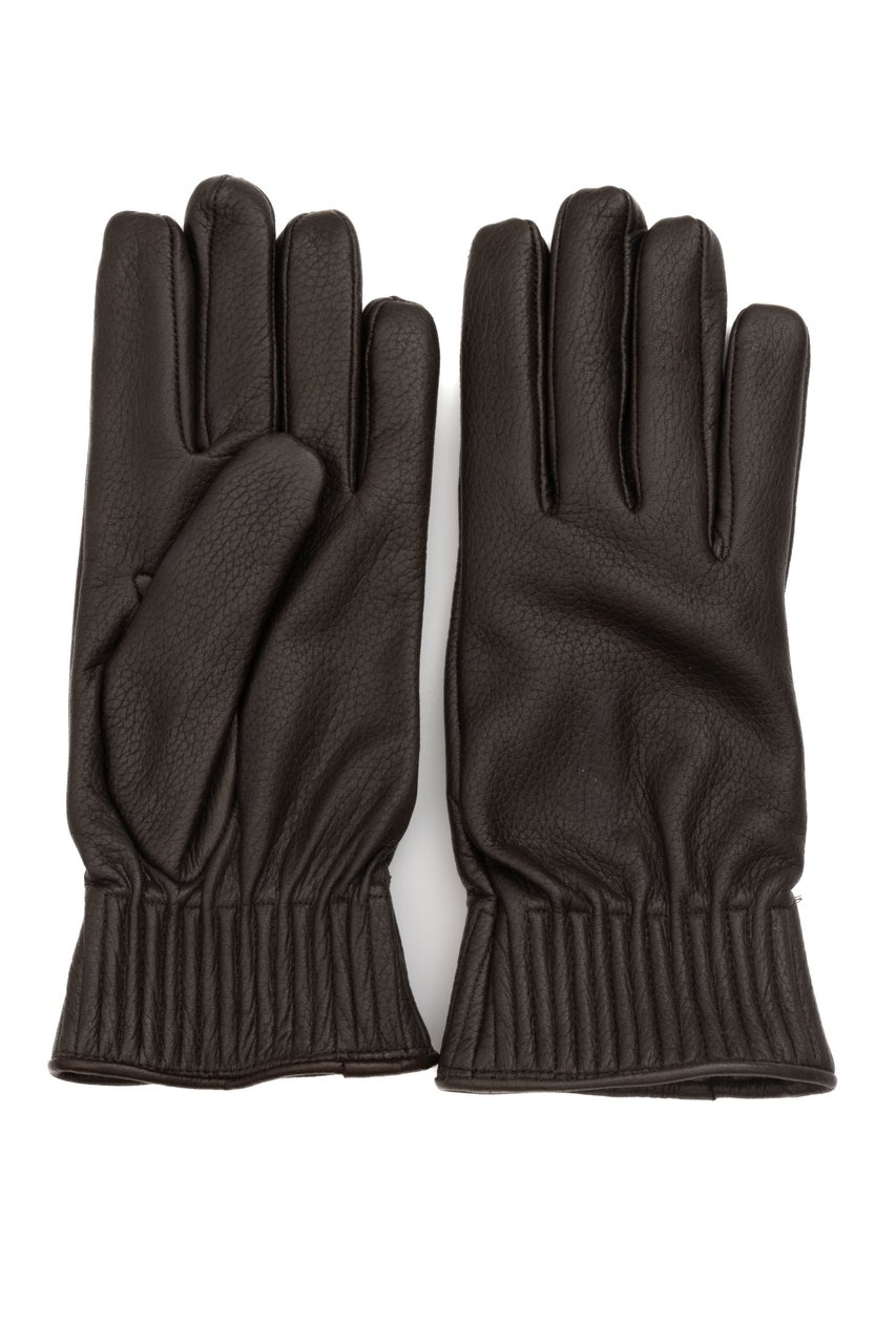 Orciani Hammered Leather Gloves Zwart