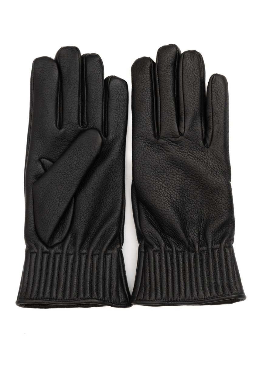 Orciani Hammered Leather Gloves Zwart