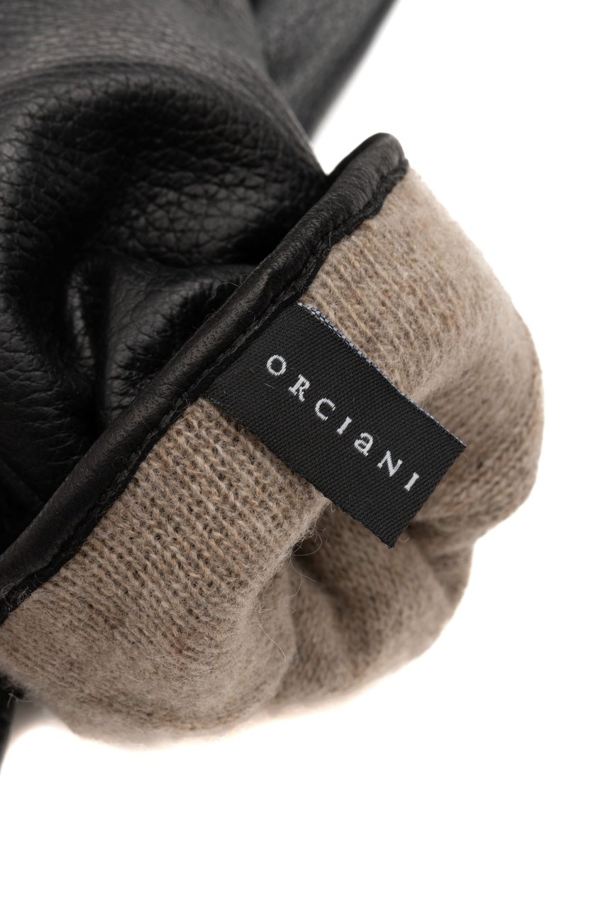 Orciani Hammered Leather Gloves Zwart