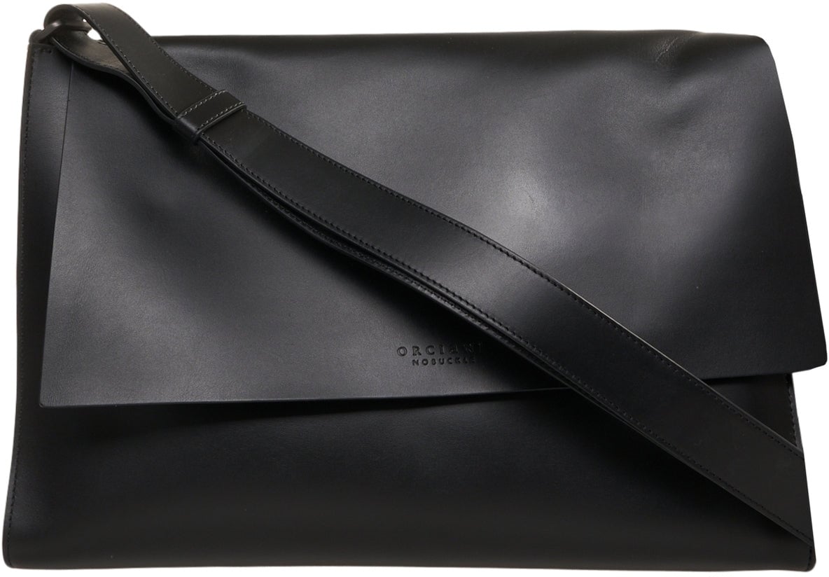 Orciani Leather shoulder bag Zwart