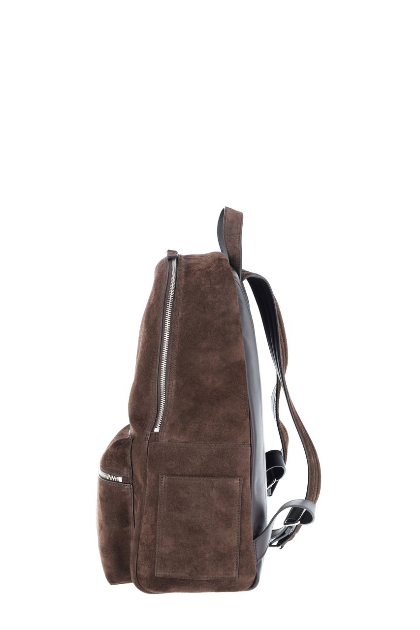 Orciani Suede Leather Handcrafted Urban Backpack Grijs