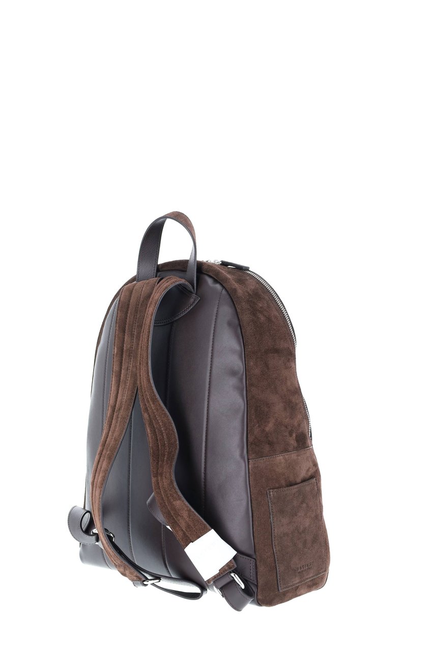 Orciani Suede Leather Handcrafted Urban Backpack Grijs