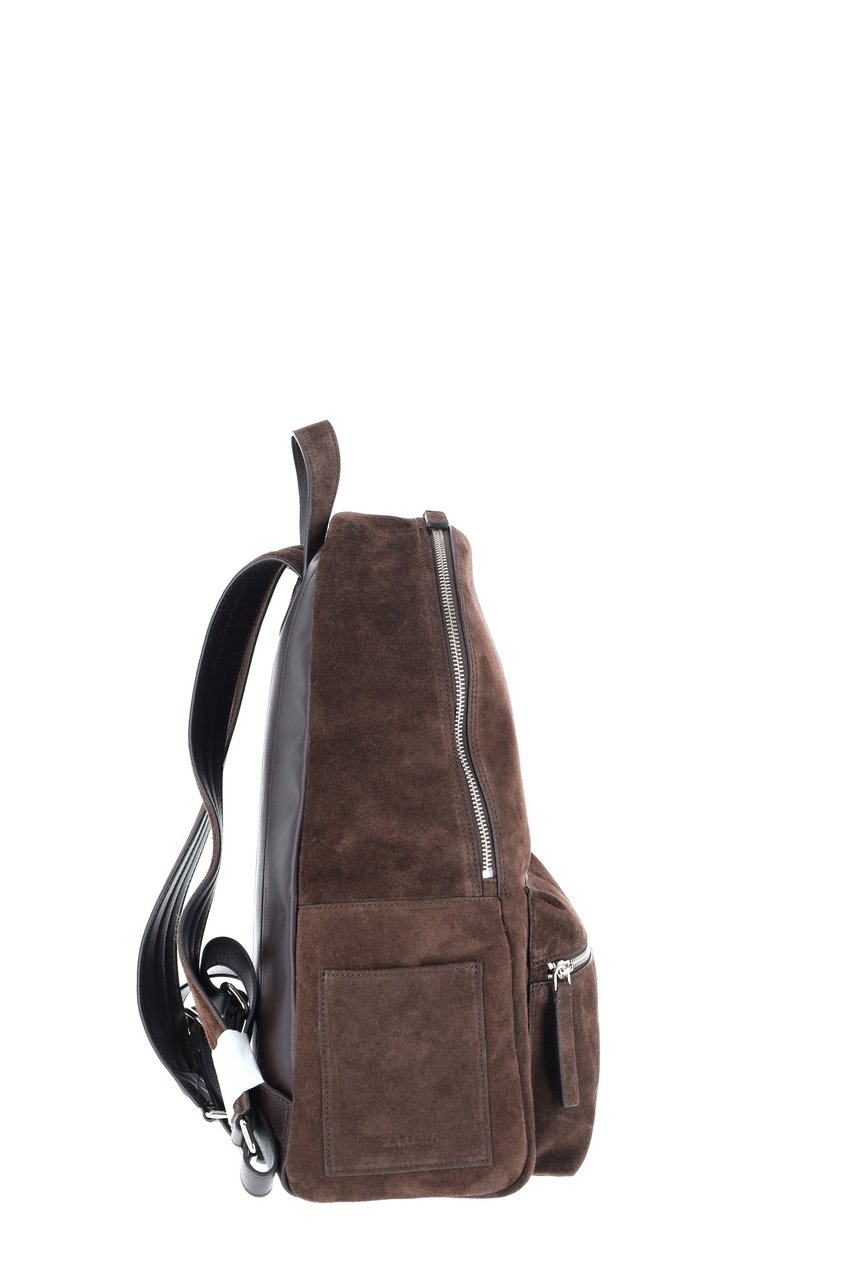 Orciani Suede Leather Handcrafted Urban Backpack Grijs