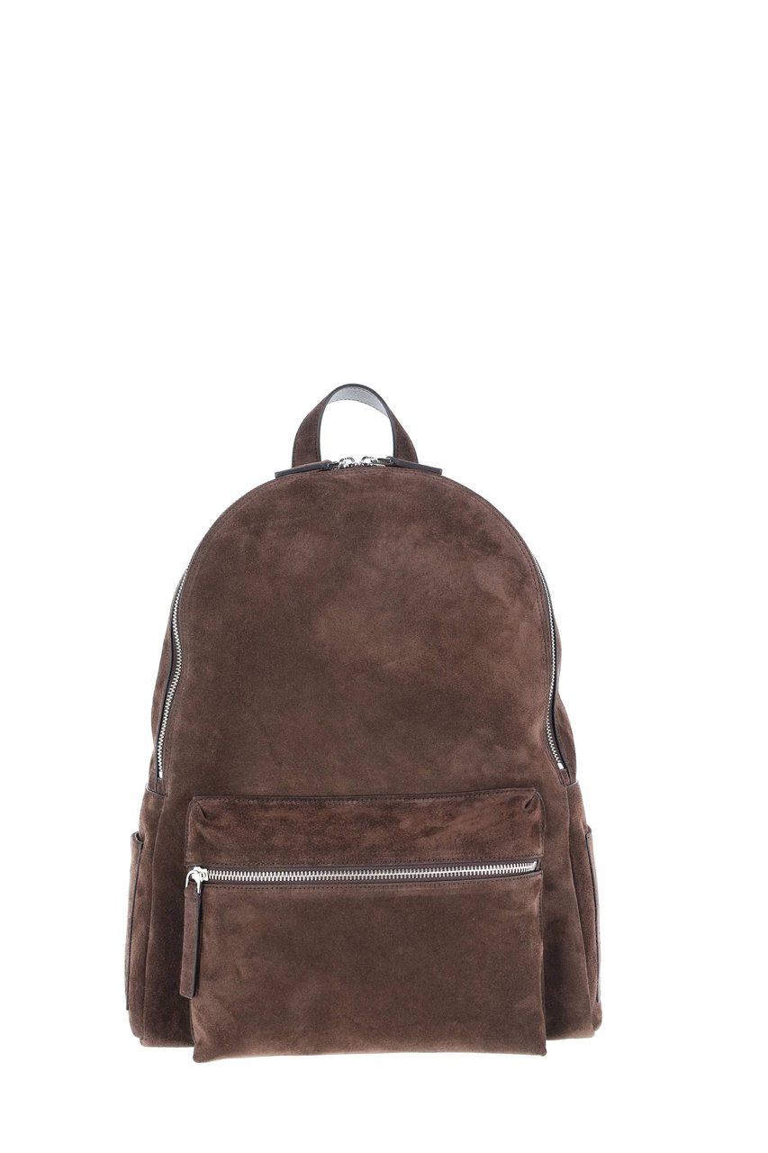 Orciani Suede Leather Handcrafted Urban Backpack Grijs