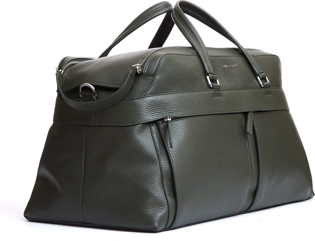 Orciani Borsone Da Viaggio Pelle Verde Oliva Groen