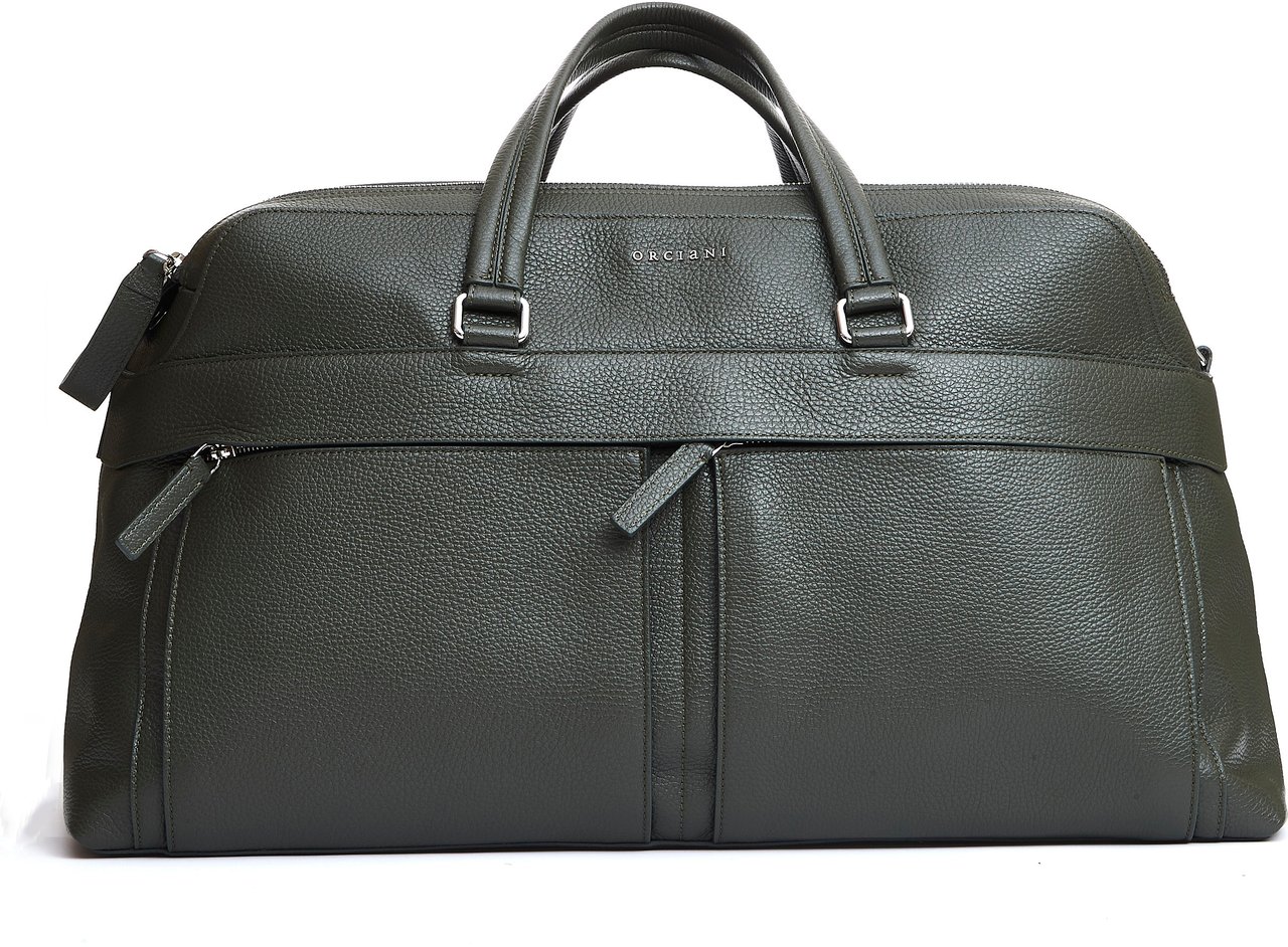 Orciani Borsone Da Viaggio Pelle Verde Oliva Groen